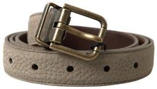 Load image into Gallery viewer, Dolce & Gabbana Elegant Beige Leather Belt with Metal Buckle