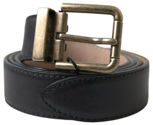 Load image into Gallery viewer, Dolce & Gabbana Elegant Black Leather Belt with Metal Buckle