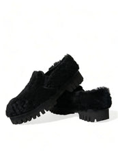 Load image into Gallery viewer, Dolce & Gabbana Black Fur Leather Slippers Dress Shoes