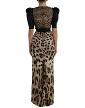 Load image into Gallery viewer, Dolce & Gabbana Black Brown Leopard Embellished Sheath Gown Dress