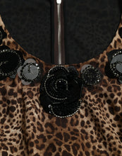 Load image into Gallery viewer, Dolce & Gabbana Black Brown Leopard Embellished Sheath Gown Dress