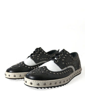 Load image into Gallery viewer, Dolce & Gabbana Black White Studded Leather Sneakers Shoes