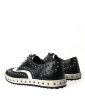 Load image into Gallery viewer, Dolce & Gabbana Black White Studded Leather Sneakers Shoes