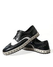 Load image into Gallery viewer, Dolce & Gabbana Black White Studded Leather Sneakers Shoes
