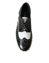 Load image into Gallery viewer, Dolce & Gabbana Black White Studded Leather Sneakers Shoes