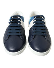 Load image into Gallery viewer, Dolce & Gabbana White Blue Leather Low Top Sneakers Shoes