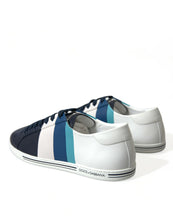 Load image into Gallery viewer, Dolce & Gabbana White Blue Leather Low Top Sneakers Shoes