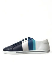 Load image into Gallery viewer, Dolce & Gabbana White Blue Leather Low Top Sneakers Shoes
