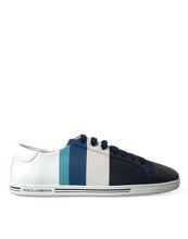 Load image into Gallery viewer, Dolce & Gabbana White Blue Leather Low Top Sneakers Shoes