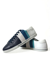 Load image into Gallery viewer, Dolce & Gabbana White Blue Leather Low Top Sneakers Shoes