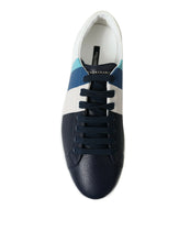 Load image into Gallery viewer, Dolce & Gabbana White Blue Leather Low Top Sneakers Shoes