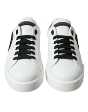 Load image into Gallery viewer, Dolce & Gabbana White Black Patch Portofino Sneakers Shoes