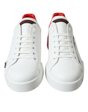 Load image into Gallery viewer, Dolce & Gabbana White Red Leather Low Top Sneakers Shoes