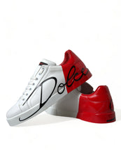 Load image into Gallery viewer, Dolce & Gabbana White Red Leather Low Top Sneakers Shoes