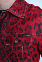 Load image into Gallery viewer, Dolce & Gabbana Vibrant Red Leopard Print Denim Jacket
