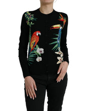 Load image into Gallery viewer, Dolce & Gabbana Black Bird Wool Long Sleeve Cardigan Sweater