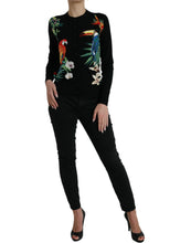 Load image into Gallery viewer, Dolce & Gabbana Black Bird Wool Long Sleeve Cardigan Sweater