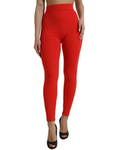 Load image into Gallery viewer, Dolce & Gabbana Red Nylon Stretch Slim Leggings Pants
