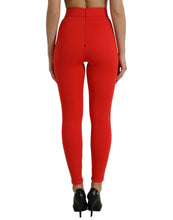 Load image into Gallery viewer, Dolce & Gabbana Red Nylon Stretch Slim Leggings Pants