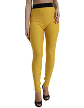 Load image into Gallery viewer, Dolce & Gabbana Yellow Nylon Stretch Leggings Pants