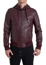 Load image into Gallery viewer, Dolce & Gabbana Elegant Bordeaux Leather Hooded Jacket