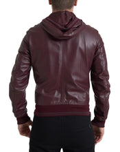 Load image into Gallery viewer, Dolce & Gabbana Elegant Bordeaux Leather Hooded Jacket