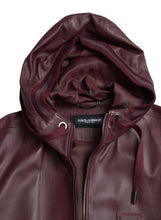 Load image into Gallery viewer, Dolce & Gabbana Elegant Bordeaux Leather Hooded Jacket
