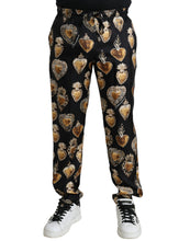 Load image into Gallery viewer, Dolce & Gabbana Black Heart Print Silk Men Pajama Pants