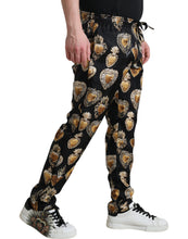 Load image into Gallery viewer, Dolce & Gabbana Black Heart Print Silk Men Pajama Pants