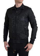 Load image into Gallery viewer, Dolce & Gabbana Black Full Zip Sweater Brocade Logo Casual Mens Jacket