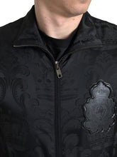 Load image into Gallery viewer, Dolce & Gabbana Black Full Zip Sweater Brocade Logo Casual Mens Jacket