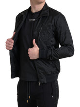 Load image into Gallery viewer, Dolce & Gabbana Black Full Zip Sweater Brocade Logo Casual Mens Jacket