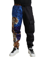 Load image into Gallery viewer, Dolce & Gabbana Black Tiger Print Cargo Jogger Pants