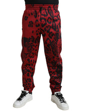 Load image into Gallery viewer, Dolce & Gabbana Red Black Leopard Stretch Jogger Pants