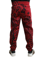Load image into Gallery viewer, Dolce & Gabbana Red Black Leopard Stretch Jogger Pants