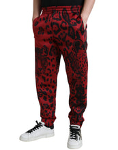 Load image into Gallery viewer, Dolce & Gabbana Red Black Leopard Stretch Jogger Pants