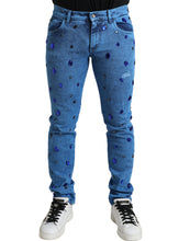 Load image into Gallery viewer, Dolce & Gabbana Blue Crystal Embellished Skinny Denim Jeans