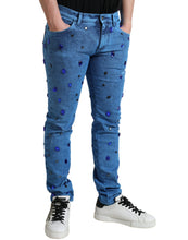 Load image into Gallery viewer, Dolce & Gabbana Blue Crystal Embellished Skinny Denim Jeans