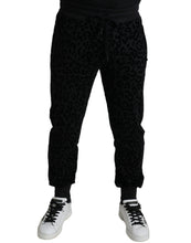 Load image into Gallery viewer, Dolce & Gabbana Black Leopard Cotton Slim Fit Jogger Pants