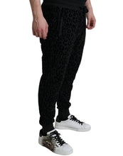 Load image into Gallery viewer, Dolce & Gabbana Black Leopard Cotton Slim Fit Jogger Pants