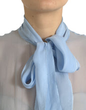 Load image into Gallery viewer, Dolce & Gabbana Blue Long Sleeves Ascot Collar Blouse Top