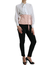 Load image into Gallery viewer, Dolce & Gabbana Pink Silk Stretch Belt Waist Strap Corset Top
