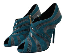 Load image into Gallery viewer, Dolce & Gabbana Chic Blue Peep Toe Stiletto Ankle Booties