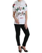 Load image into Gallery viewer, Dolce & Gabbana White Cotton Christmas Sequin Fur T-shirt