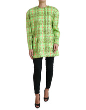 Load image into Gallery viewer, Dolce & Gabbana Green Nylon Sequinned Checkered Coat Jacket