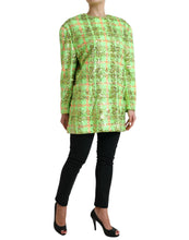 Load image into Gallery viewer, Dolce & Gabbana Green Nylon Sequinned Checkered Coat Jacket