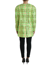 Load image into Gallery viewer, Dolce & Gabbana Green Nylon Sequinned Checkered Coat Jacket