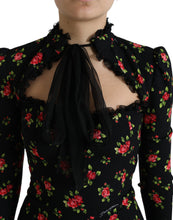 Load image into Gallery viewer, Dolce & Gabbana Black Floral A-line Long Sleeves Mini Dress