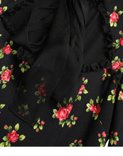Load image into Gallery viewer, Dolce & Gabbana Black Floral A-line Long Sleeves Mini Dress