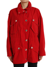 Load image into Gallery viewer, Dolce & Gabbana Red Polyester Hooded Button Rain Coat Jacket